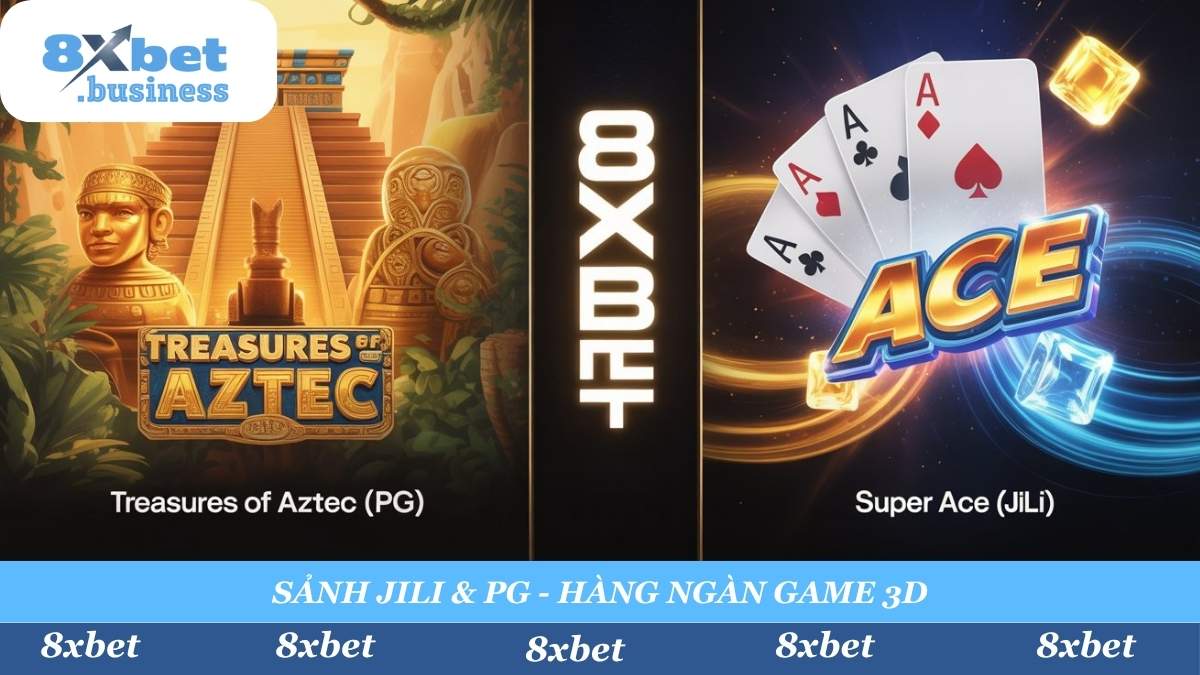 8xbet quy tụ các "ông trùm" làng game Nổ Hũ. Khám phá hàng ngàn tựa game 3D đỉnh cao từ JILI (Super Ace) và PG (Treasures of Aztec, Mahjong Wilds) với đồ họa mãn nhãn và tỷ lệ thắng cao